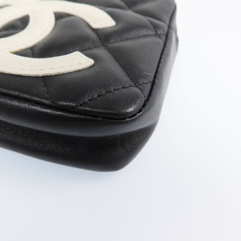 CHANEL 牛皮皮革Cambon Belt Pouch銀扣錢包-7