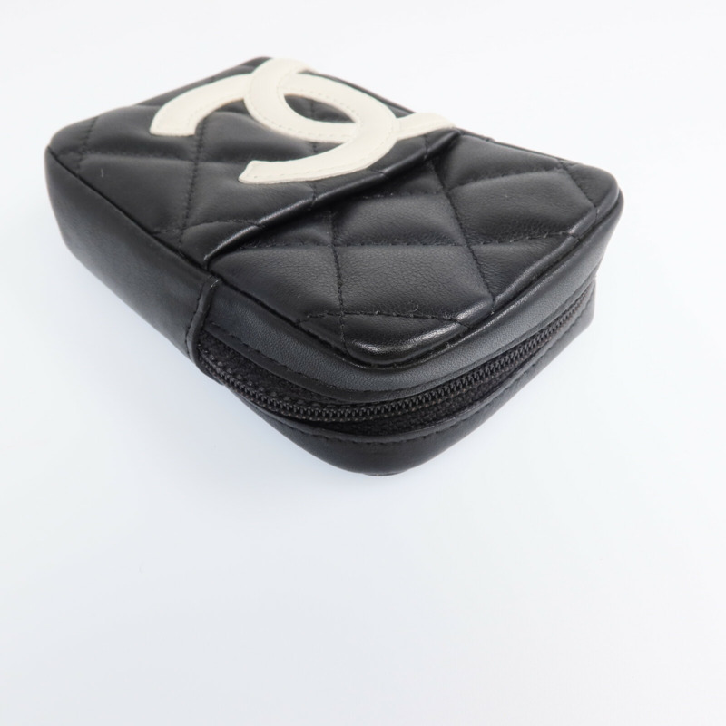 CHANEL 牛皮皮革Cambon Belt Pouch銀扣錢包-9