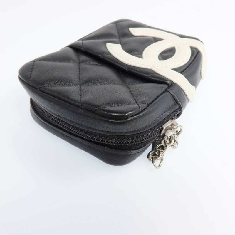 CHANEL 牛皮皮革Cambon Belt Pouch銀扣錢包-10