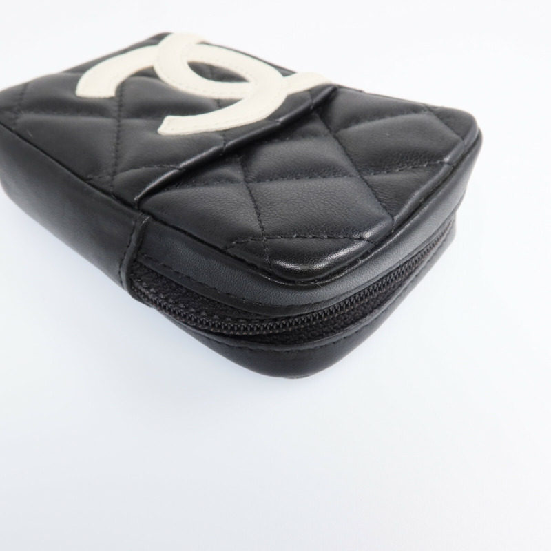 CHANEL 牛皮皮革Cambon Belt Pouch銀扣錢包-11