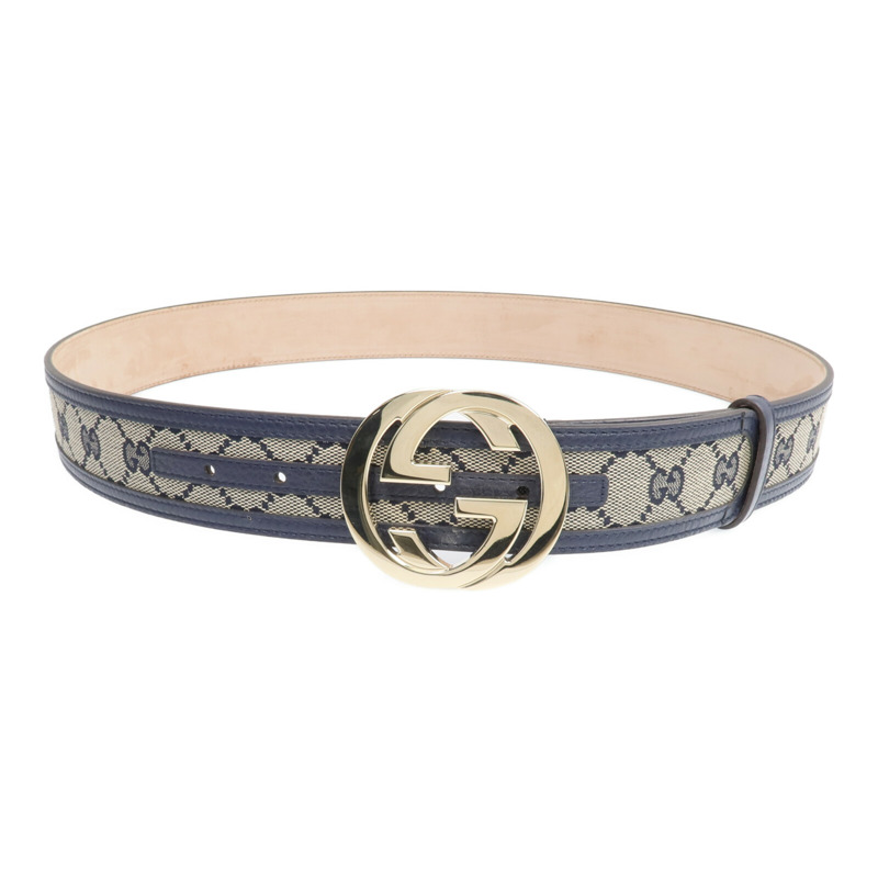 GUCCI 皮革/帆布Belt金扣皮帶-0