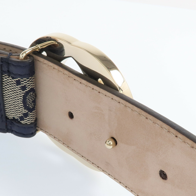 GUCCI 皮革/帆布Belt金扣皮帶-4