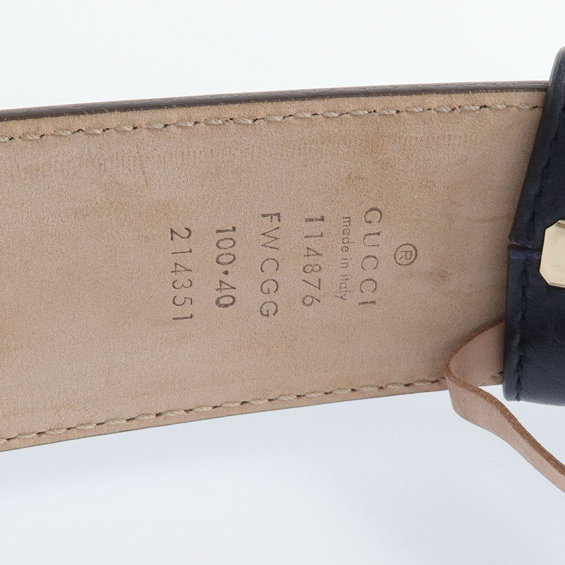 GUCCI 皮革/帆布Belt金扣皮帶-5