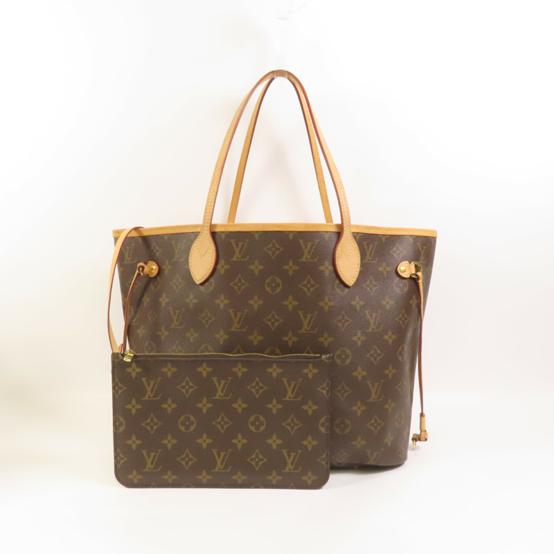 LOUIS VUITTON Monogram Neverfull MM金扣肩背袋手挽袋-9
