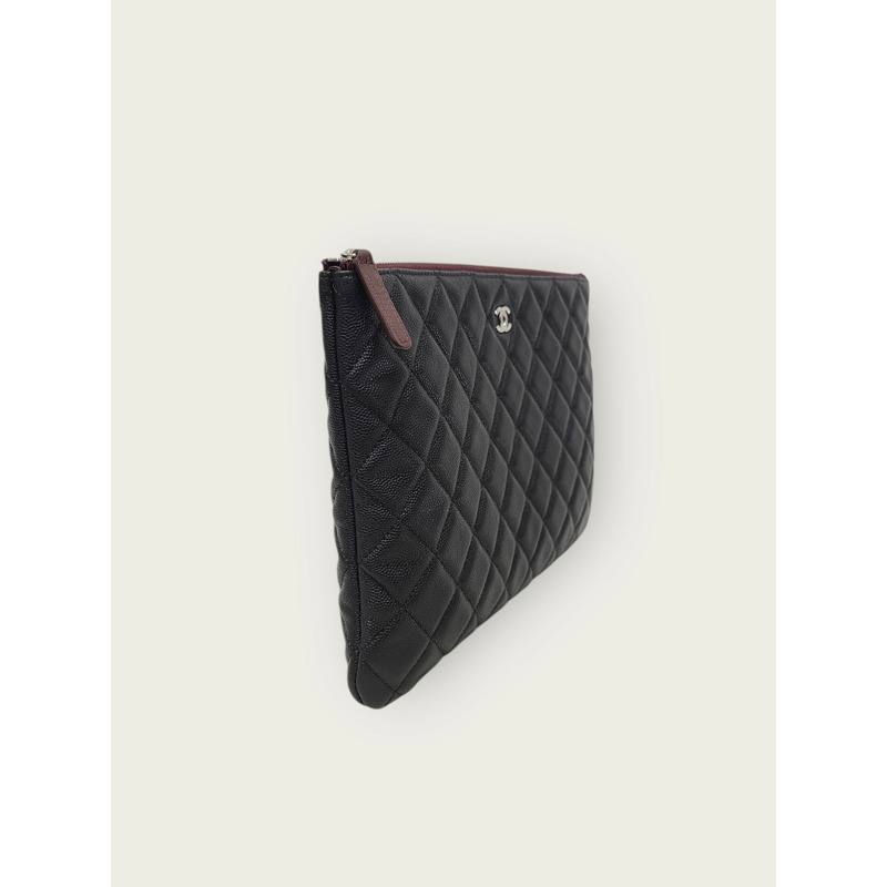 【包稅】CHANEL 黑色銀色經典新款中型手拿包-2