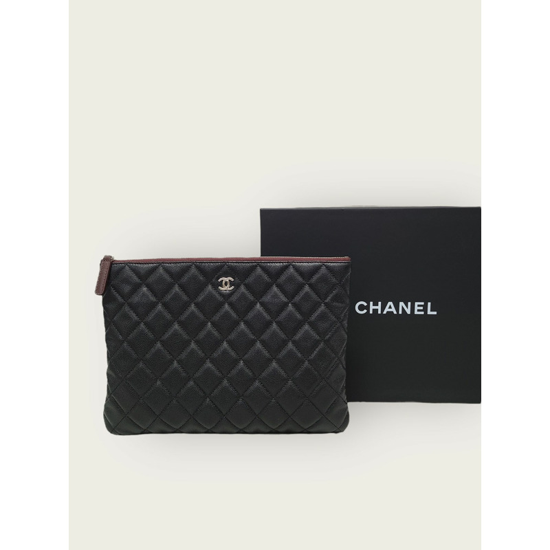 【包稅】CHANEL 黑色銀色經典新款中型手拿包-5