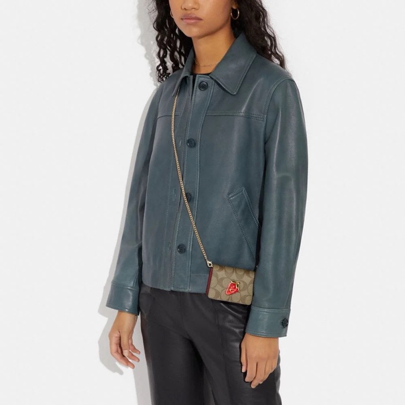 Coach 女士 草莓圖案鏈條迷你單肩包均碼碼MINI、10cm*7.6cm*2.5cm-3