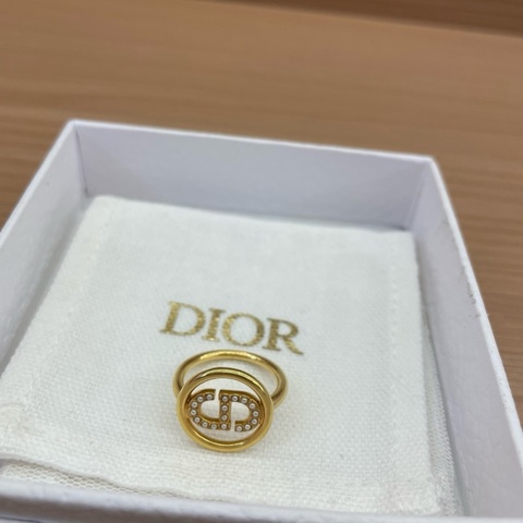 Dior迪奥女士小珍珠CD环金色戒指