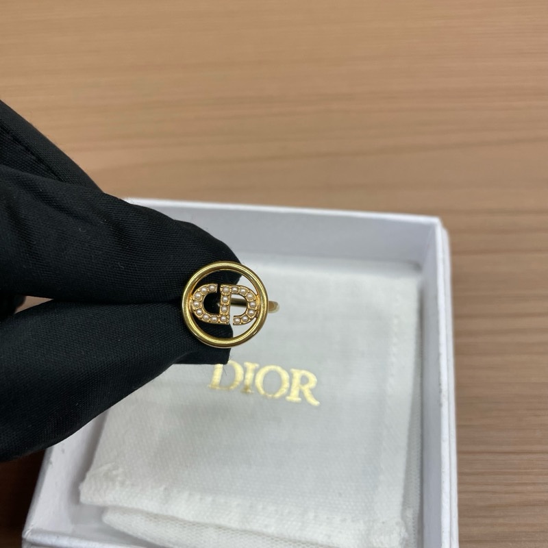 Dior迪奥女士小珍珠CD环金色戒指-3