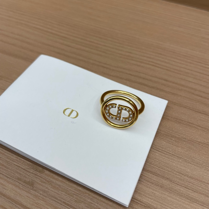 Dior迪奥女士小珍珠CD环金色戒指-4
