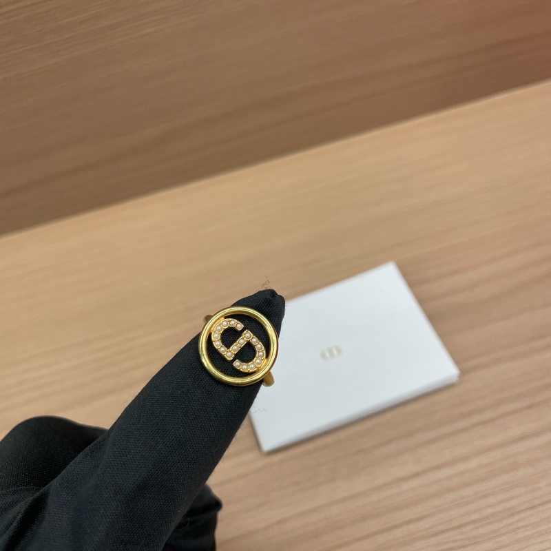 Dior迪奥女士小珍珠CD环金色戒指-6