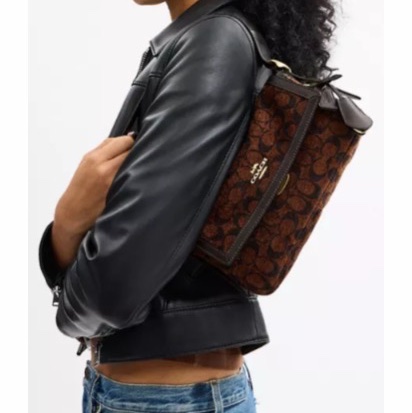 Coach 女士 Etta 翻盖单肩包均码码25cm*6.35cm*13cm-5