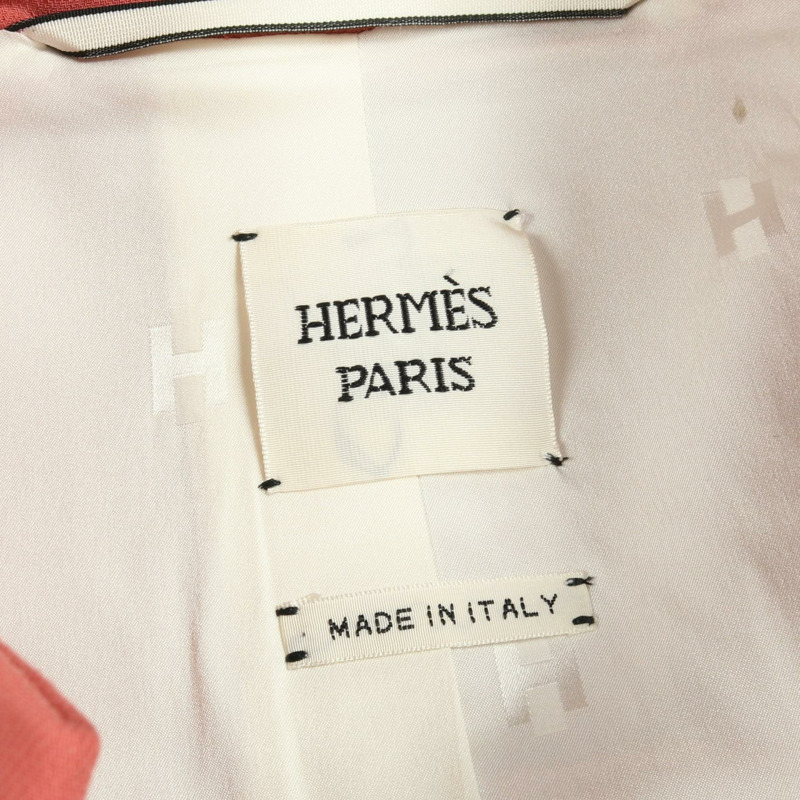 愛馬仕 Serie 系列連結不鏽鋼領羊毛大衣 紅色 #34 二手女款-2