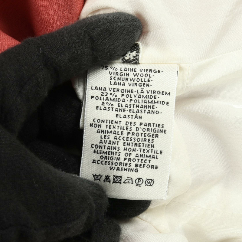 愛馬仕 Serie 系列連結不鏽鋼領羊毛大衣 紅色 #34 二手女款-3