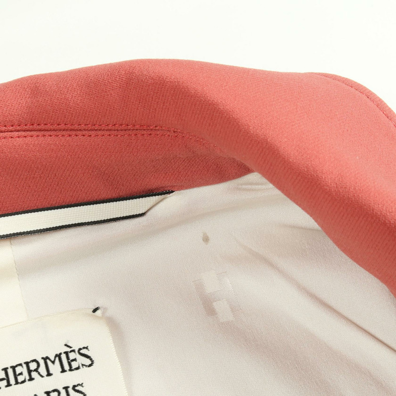 愛馬仕 Serie 系列連結不鏽鋼領羊毛大衣 紅色 #34 二手女款-5