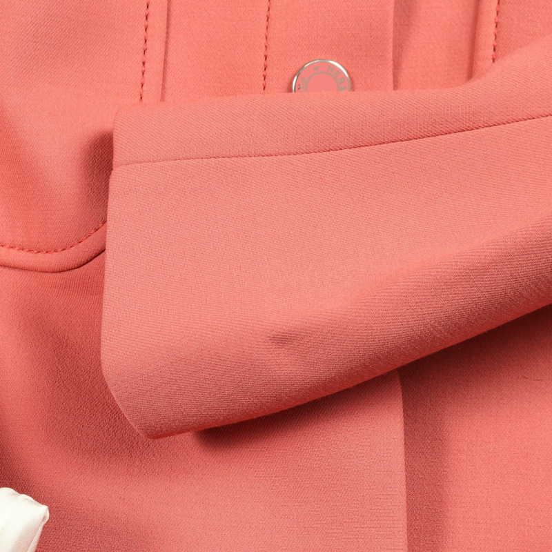 愛馬仕 Serie 系列連結不鏽鋼領羊毛大衣 紅色 #34 二手女款-7