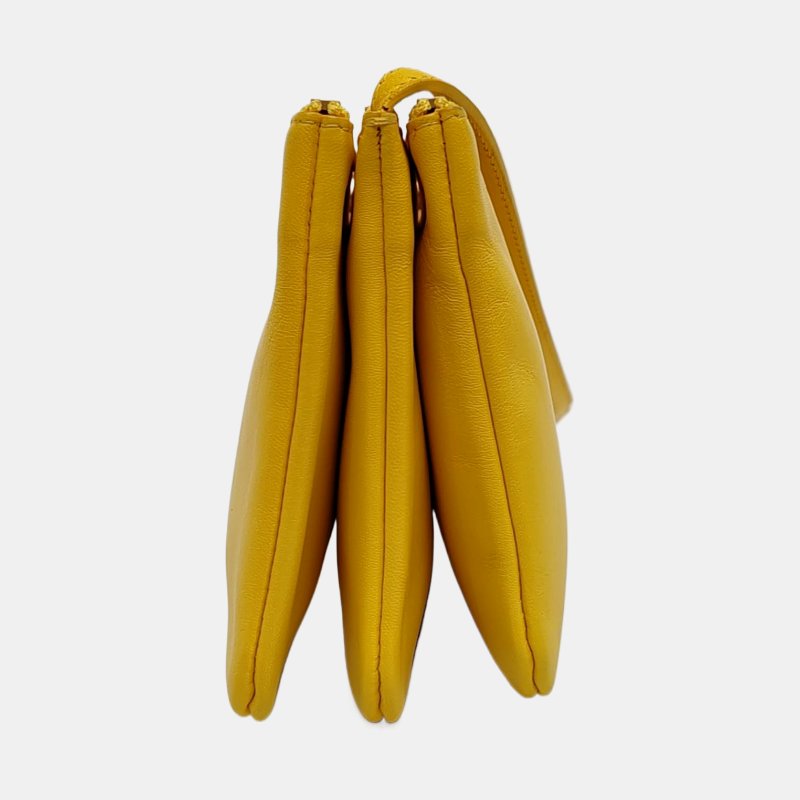 CELINE TRIO小號黃色羊皮斜挎包單肩包金色五金-2