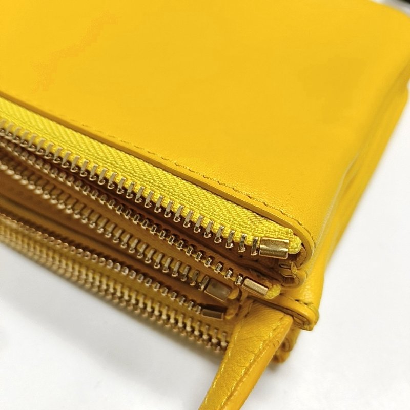CELINE TRIO小號黃色羊皮斜挎包單肩包金色五金-10