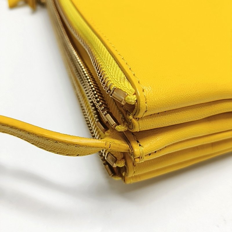 CELINE TRIO小號黃色羊皮斜挎包單肩包金色五金-12