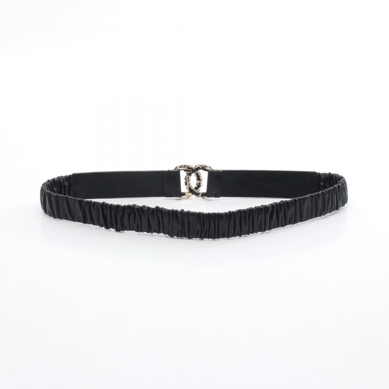 香奈兒 COCO 標誌皮帶,黑色皮革,金色五金,二手,女士款-1