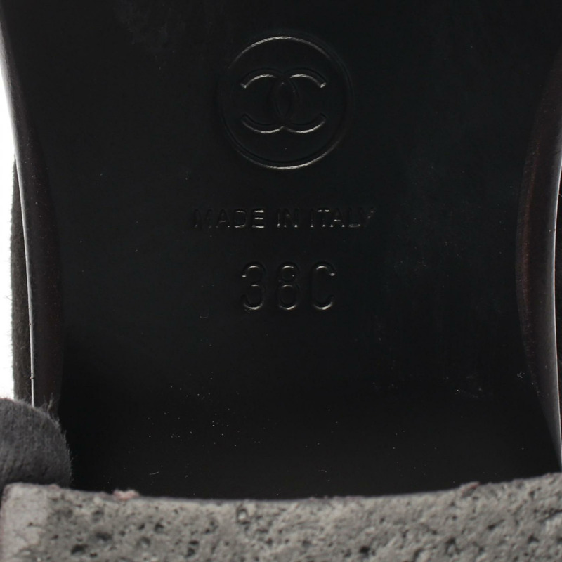 香奈兒 COCO Mark Matelasse Chain 靴子 #38 黑色麂皮小姐二手 CC-5