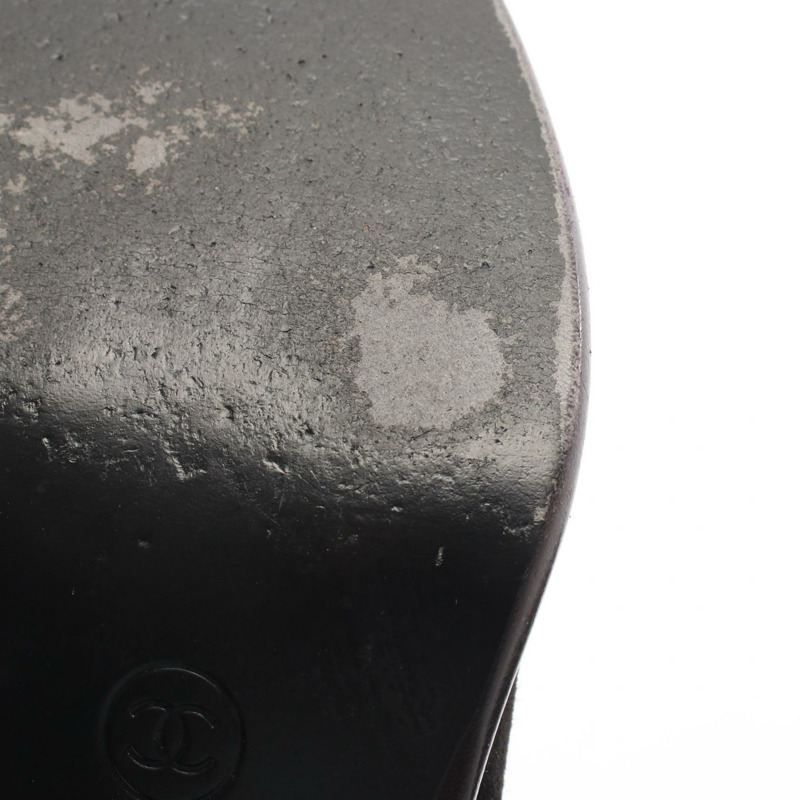 香奈兒 COCO Mark Matelasse Chain 靴子 #38 黑色麂皮小姐二手 CC-7