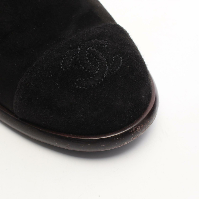 香奈兒 COCO Mark Matelasse Chain 靴子 #38 黑色麂皮小姐二手 CC-8