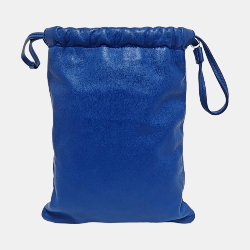 YSL藍色羊皮單肩包斜挎包金色五金9.8新-4