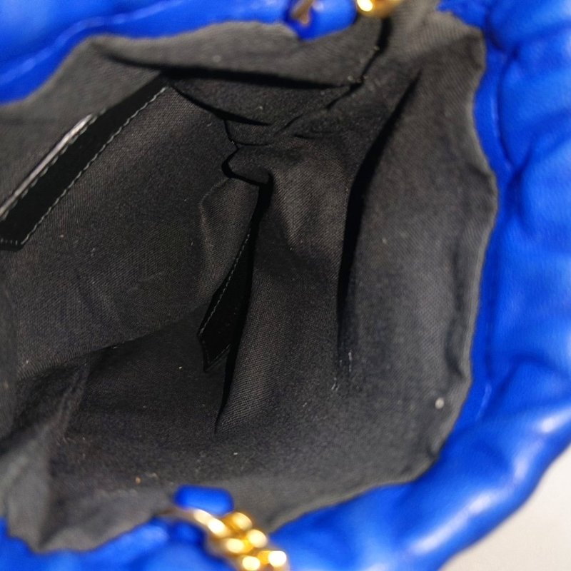 YSL藍色羊皮單肩包斜挎包金色五金9.8新-6