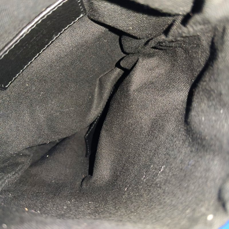 YSL藍色羊皮單肩包斜挎包金色五金9.8新-8