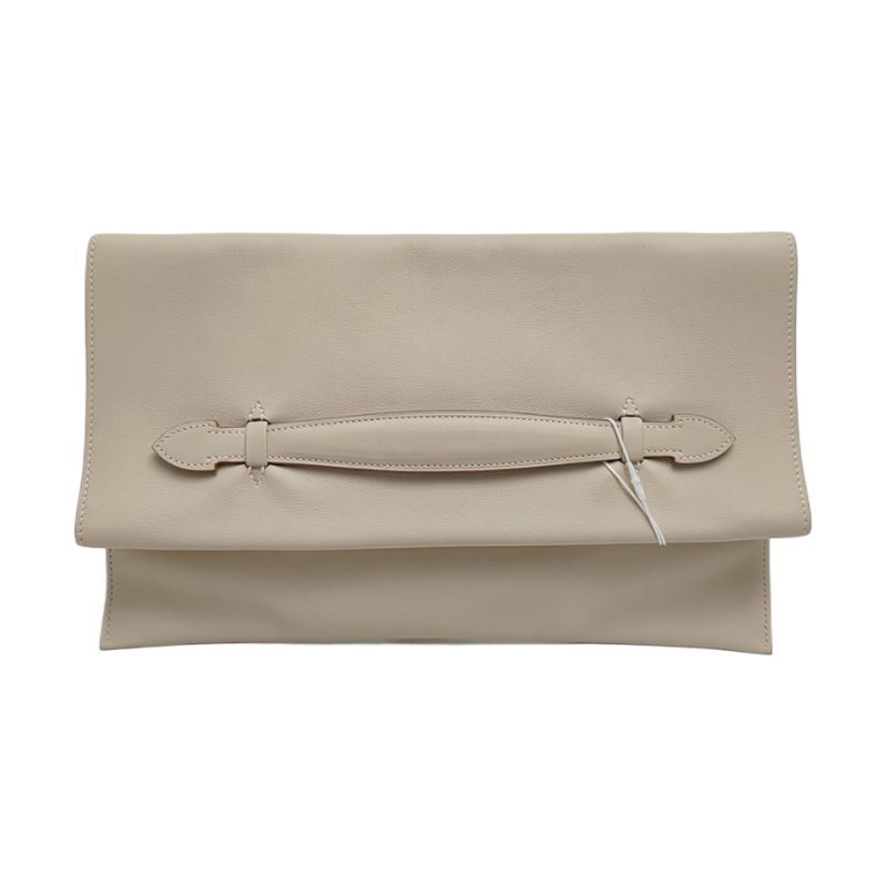 HERMES Pilplat奶油白Swif牛皮手拿包R刻-0