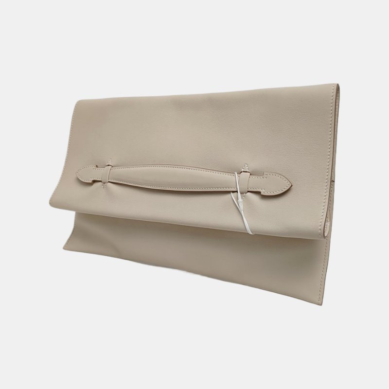 HERMES Pilplat奶油白Swif牛皮手拿包R刻-2