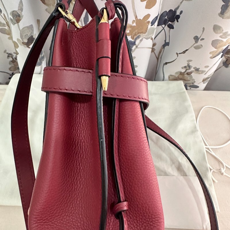 LOEWE 羅威 Gate Top Handle 經典綁結牛皮手提斜背兩用包(酒紅)-4