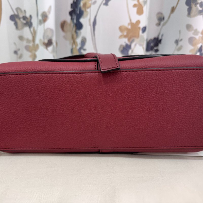 LOEWE 羅威 Gate Top Handle 經典綁結牛皮手提斜背兩用包(酒紅)-7