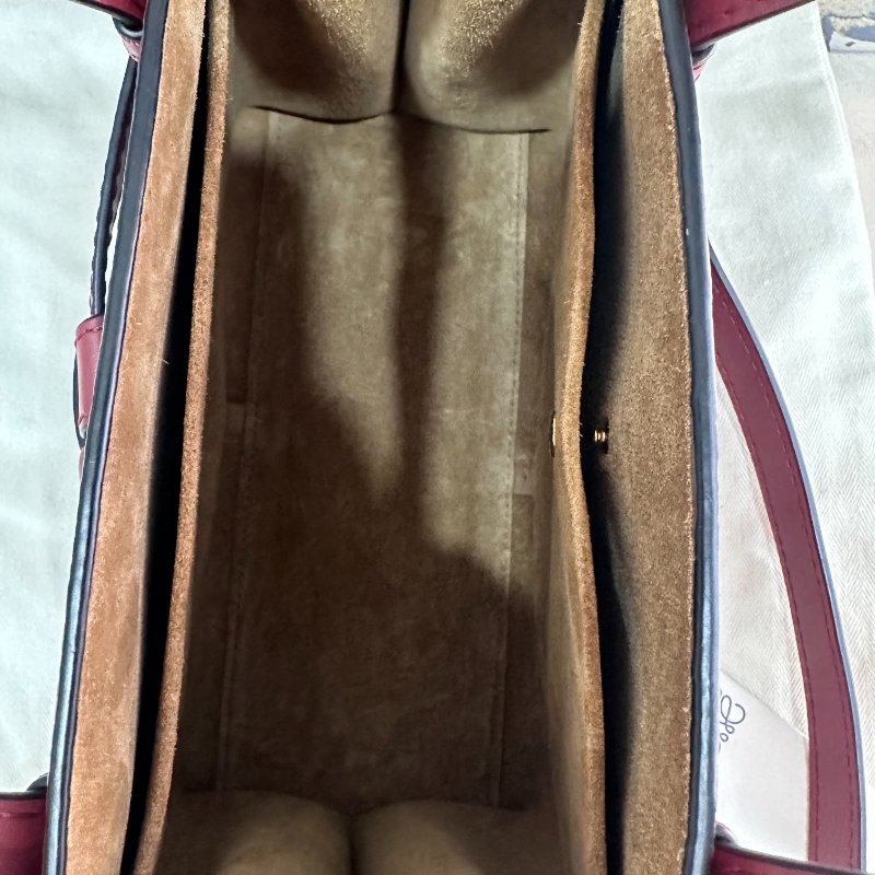 LOEWE 羅威 Gate Top Handle 經典綁結牛皮手提斜背兩用包(酒紅)-8