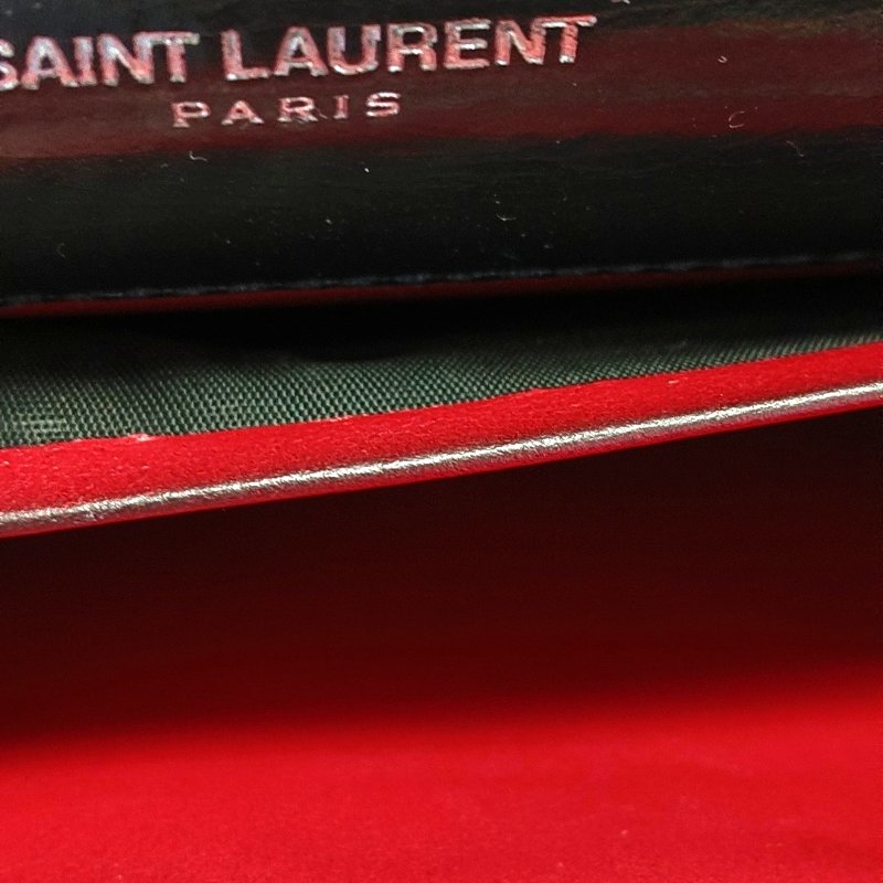 YSL KATE黑色牛皮絎縫斜挎包單肩包銀色五金可拆卸肩帶-14