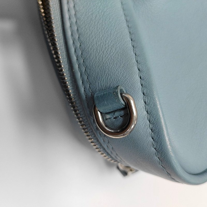 BALENCIAGA Triangle淺藍色牛皮印花單肩包斜挎包手提包銀色五金可拆卸肩帶 9.8新-9