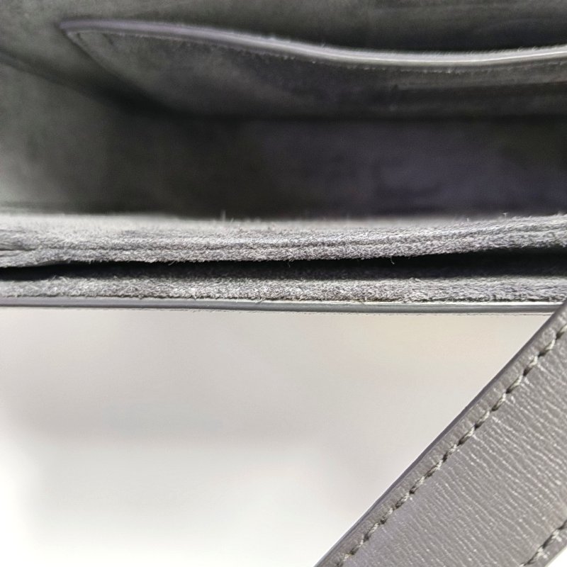 YSL BELLECHASSE深灰色牛皮單肩包斜挎包手提包金色五金可拆卸肩帶9.8新-10