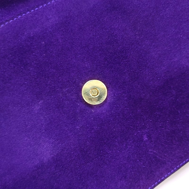 CELINE紫色絨面革單肩包斜挎包金色五金-7