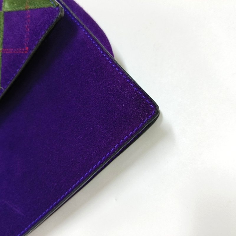 CELINE紫色絨面革單肩包斜挎包金色五金-11