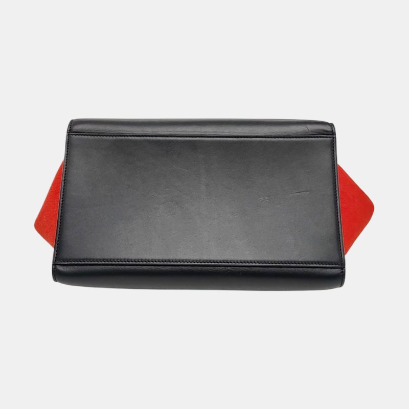 CELINE TRAPEZE小號黑色牛皮鞦韆包單肩包手提包金色五金可拆卸肩帶-5