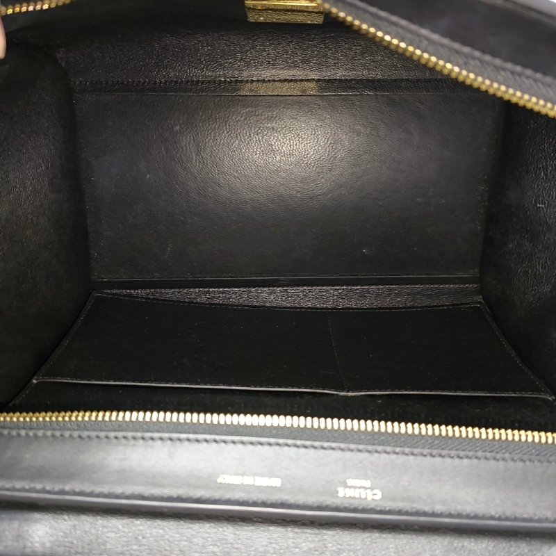 CELINE TRAPEZE小號黑色牛皮鞦韆包單肩包手提包金色五金可拆卸肩帶-6
