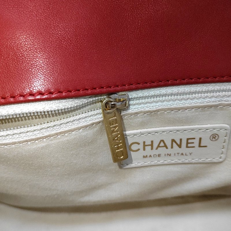 CHANEL CLASSIC FLAP中號紅色羊皮菱格紋徽章單肩包斜挎包金色黑色白色紅色五金14開-16