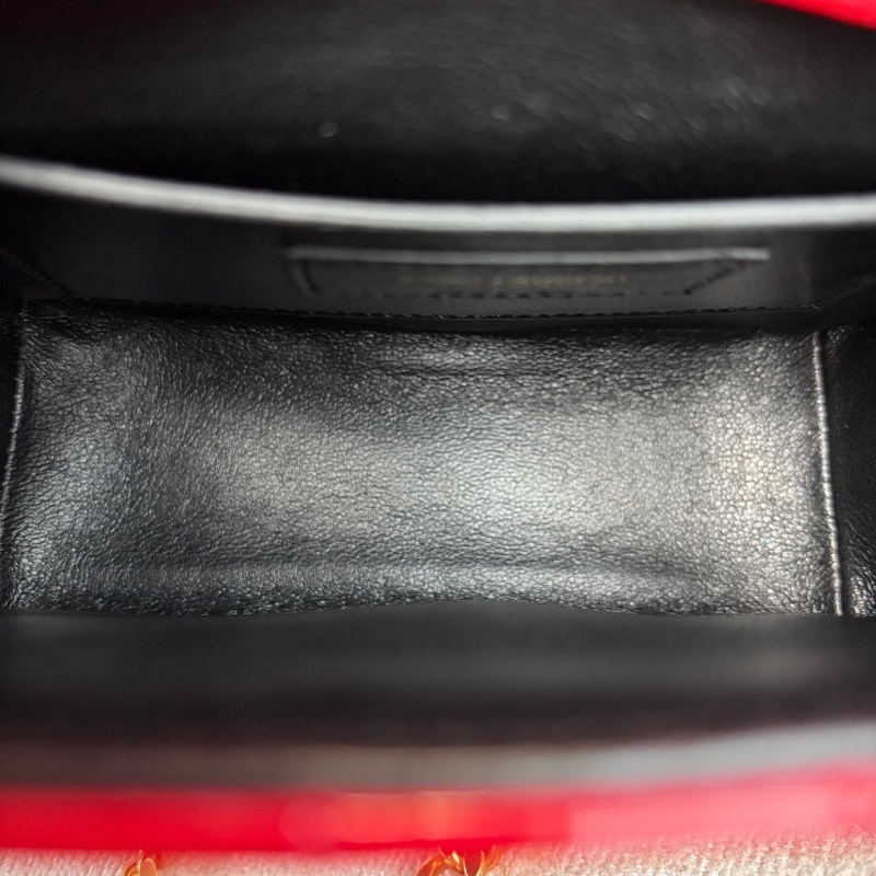 YSL Vicky紅色漆皮方胖子金扣18*15*7 98新配件塵袋-2