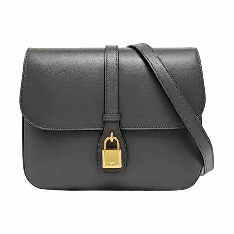 CELINE TABOU深灰色牛皮斜挎包 金色五金 可拆卸肩帶 9.8新