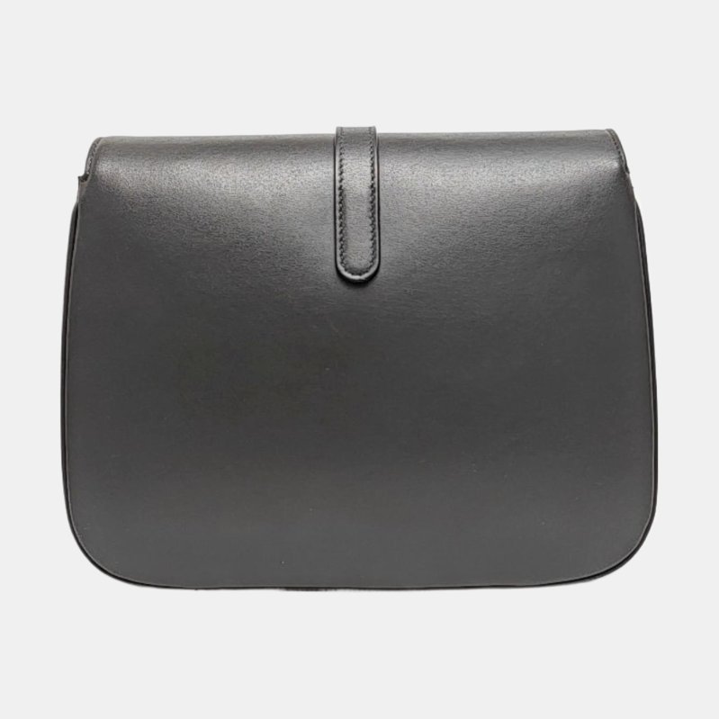 CELINE TABOU深灰色牛皮斜挎包 金色五金 可拆卸肩帶 9.8新-4