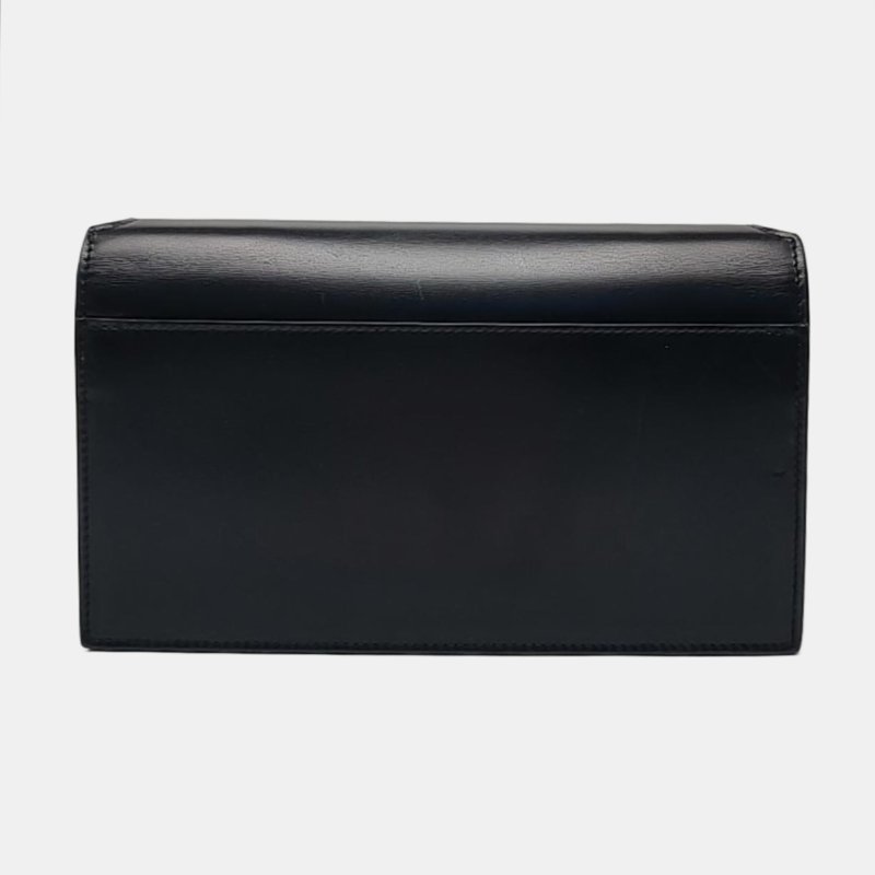 YSL 黑色牛皮斜挎包單肩包手拿包 金色五金 可拆卸肩帶-4