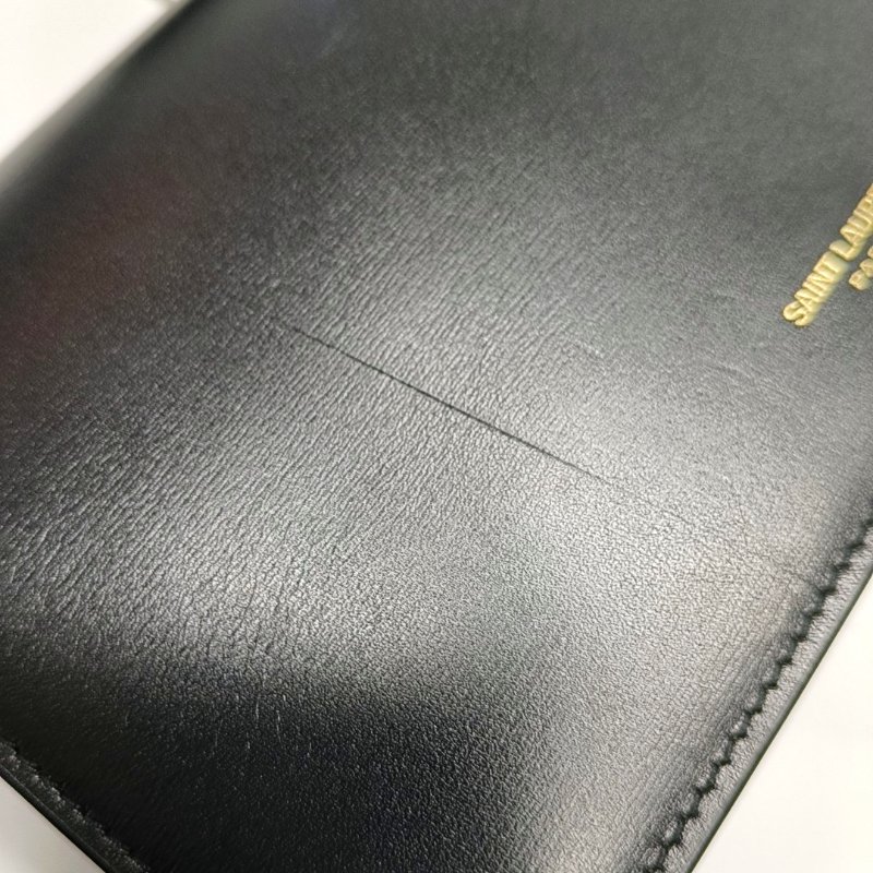 YSL 黑色牛皮斜挎包單肩包手拿包 金色五金 可拆卸肩帶-9