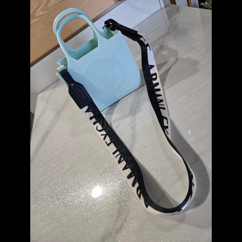 ARMANI EXCHANGE淺冰綠矽膠托特包-0