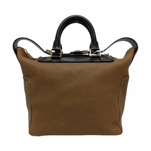 BALENCIAGA棕色牛皮手提包金色五金